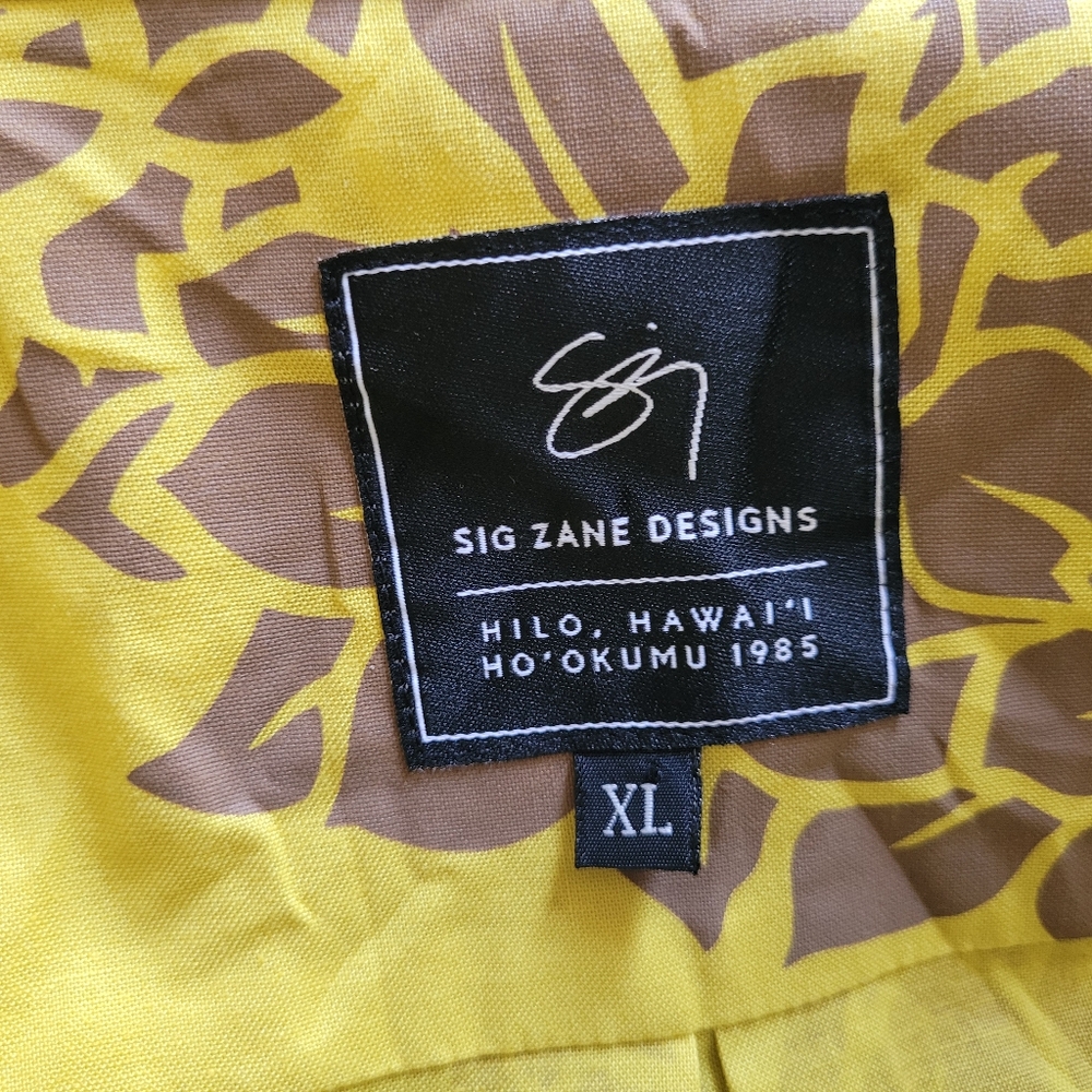 Sig Zane Hawaiian shirt genuine made in Hawaii yellow brown flowers resortwear - Picture 5 of 10